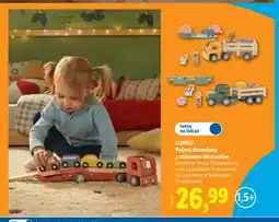 Lidl Pojazd drewniany z zestawem akcesoriów laweta z pojazdami Lupilu oferta