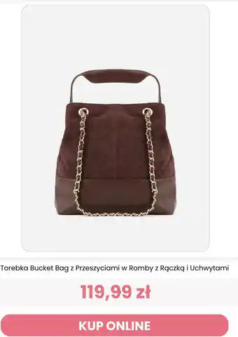 Torebka Bucket Bag z Przeszyciami w Romby z Rączką i Uchwytami