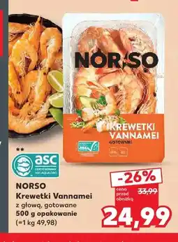 Kaufland Krewetki Vannamei z głową gotowane Norso oferta