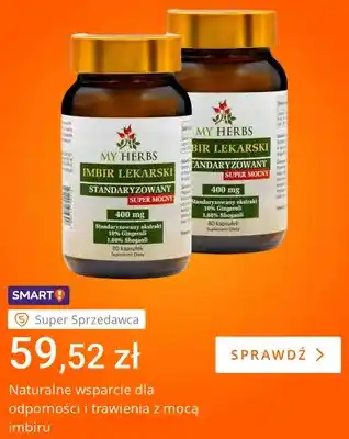 Imbir lekarski standaryzowany super mocny My Herbs 2-pak