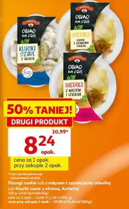 Auchan Pierogi ruskie lub z mięsem z zasmażaną cebulką lub kluski szare z okrąską Kotwica oferta
