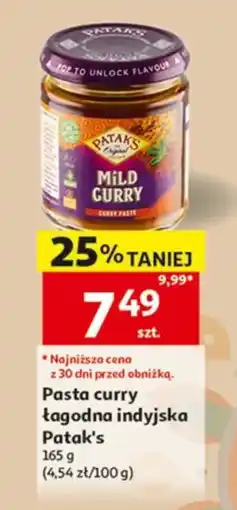 Auchan Pasta curry łagodna indyjska Pataks oferta