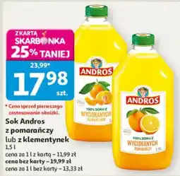 Auchan Sok Andros z pomarańczy lub z klementynek oferta