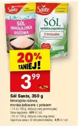 Twój Market Sól Sante, 350 g himalajska różowa, morska jodowana z potasem oferta