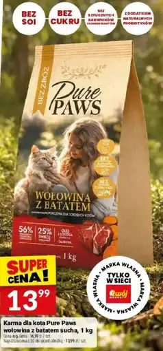 Twój Market Karma dla kota Pure Paws wołowina z batatem sucha oferta