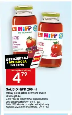Twój Market Sok BIO HiPP jabłka-czerwone owoce oferta