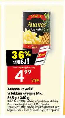 Twój Market Ananas w puszce kawałki w lekkim syropie MK oferta