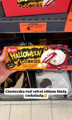 Biedronka Ciastka Bergen Halloween Cookies White Chocolate Red Velvet oferta