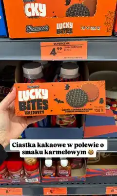 Biedronka Ciastka Yummer's Lucky Bites kakaowe w polewie o smaku karmelowym oferta