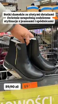 Biedronka Botki damskie ze złotymi detalami oferta