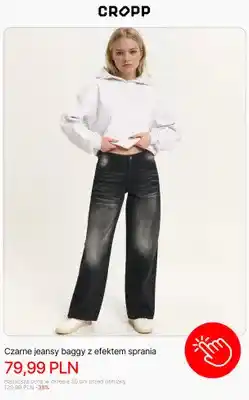 Cropp Czarne jeansy baggy z efektem sprania Cropp oferta