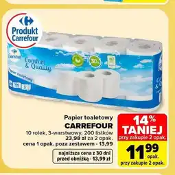 Carrefour Papier toaletowy 3-warstwowy Carrefour 10-pak oferta