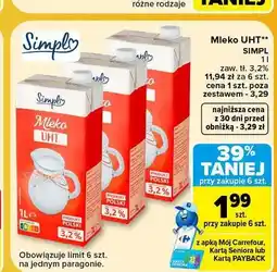 Carrefour Mleko UHT Simply 3,2% oferta