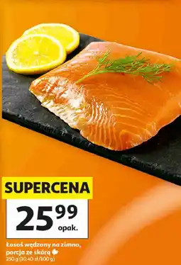 Auchan Łosoś wędzony na zimno, porcja ze skórą oferta
