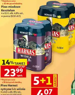 Auchan Piwo Harnaś cytryna lub wiśnia oferta