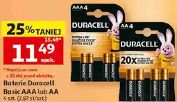 Auchan Baterie Duracell Basic AAA lub AA 4 szt oferta