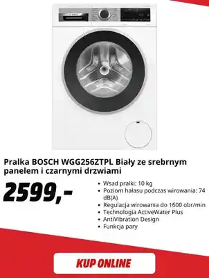Pralka Bosch WGG256ZTPL biały ze srebrnym panelem i czarnymi drzwiami