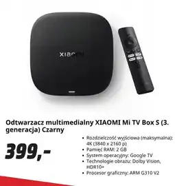 Media Markt Odtwarzacz multimedialny Xiaomi Mi Tv Box S (3. generacja) czarny oferta