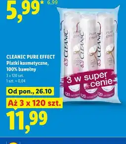 Lidl Płatki kosmetyczne Cleanic Pure Effect 100% bawełny 3-pak oferta