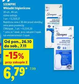 Lidl Wkładki higieniczne Siempre 30 szt oferta