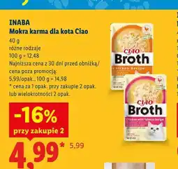 Lidl Mokra karma dla kota Ciao Broth Chicken Recipe Inaba oferta