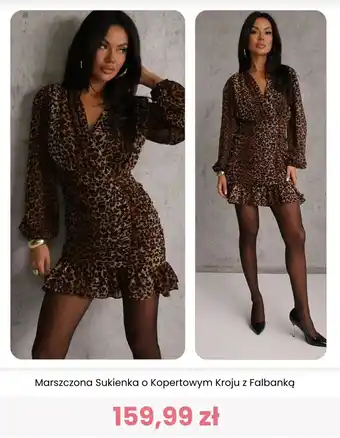 Marszczona Sukienka o Kopertowym Kroju z Falbanką