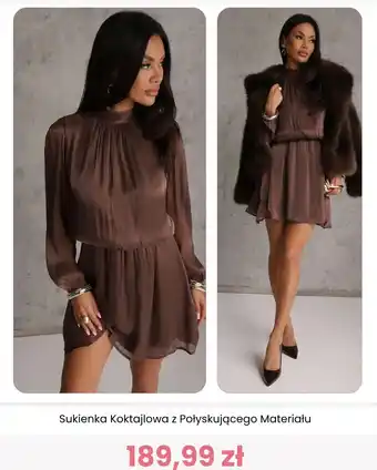 Sukienka Koktajlowa z Połyskującego Materiału