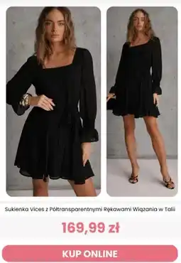 Renee Sukienka Vices z półtransparentnymi rękawami wiązania w talii oferta