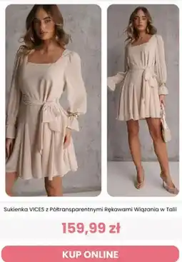 Renee Sukienka Vices z półtransparentnymi rękawami wiązania w talii oferta