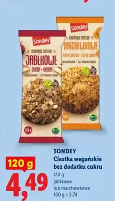 Lidl Ciastka wegańskie marchewkowe bez dodatku cukru Sondey oferta