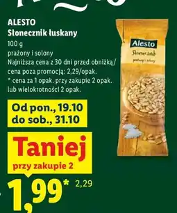 Lidl Słonecznik łuskany prażony i solony Alesto oferta
