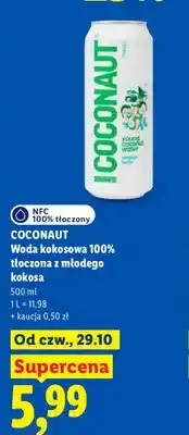 Lidl Woda kokosowa 100% tłoczona z młodego kokosa Coconaut oferta