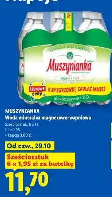 Lidl Woda mineralna gazowana magnezowo-wapniowa Muszynianka 6-pak oferta