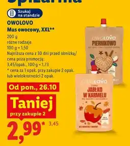Lidl Mus owocowy XXL piernikowo Owolovo oferta