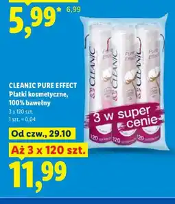 Lidl Płatki kosmetyczne Cleanic Pure Effect 100% bawełny 3-pak oferta