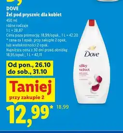 Lidl Żel pod prysznic dla kobiet Silky Velvet Dove oferta