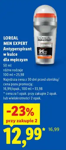 Lidl L'Oréal Men Expert Antyperspirant w kulce dla mężczyzn oferta