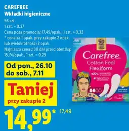 Lidl Wkładki higieniczne Carefree oferta