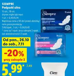Lidl Podpaski ultra Siempre oferta