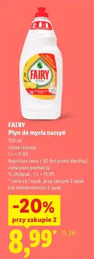 Lidl Płyn do mycia naczyń Fairy oferta