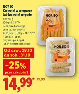 Lidl Krewetki w tempurze lub krewetki torpedo oferta