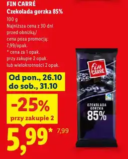Lidl Czekolada gorzka 85% Fin Carré oferta