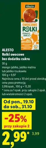 Lidl Rolki owocowe bez dodatku cukru oferta