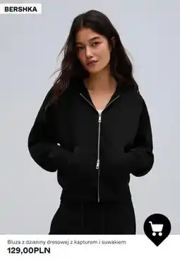 Bershka Bluza z dzianiny dresowej z kapturem i suwakiem Bershka oferta