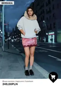 Bershka Bluza oversize z kapturem i futerkiem Bershka oferta