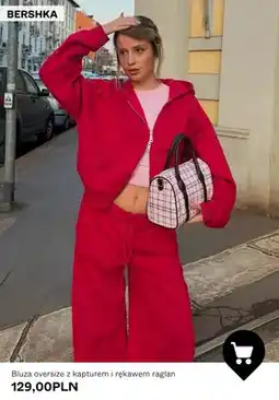 Bershka Bluza oversize z kapturem i rękawem raglan Bershka oferta