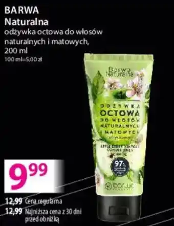 Barwa Naturalna Odżywka Octowa do Włosów Naturalnych i Matowych