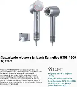 Biedronka Suszarka do włosów z jonizacją KaringBee HS01, 1300 W, szara oferta