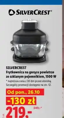 Lidl Frytkownica na gorące powietrze ze szklanym pojemnikiem Silvercrest 1500W oferta
