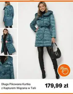 Born2be Długa pikowana kurtka z kapturem wiązana w talii Born2be oferta